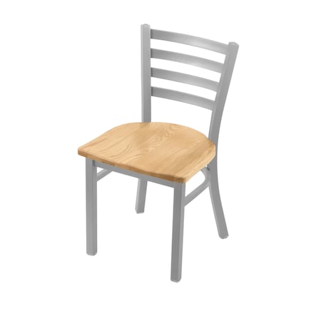 400 Jackie 18 Chair With Anodized Nickel Finish And Natural Oak Seat